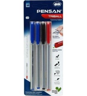 Pensan Tükenmez Kalem Trıball 4 Lü Blister (MSK)
