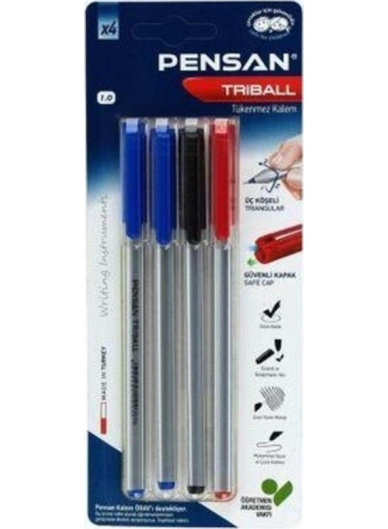 Pensan Tükenmez Kalem Trıball 4 Lü Blister (MSK)