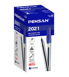 Pensan Tükenmez Kalem Üçgen Gövdeli Şeffaf Mavi 2021 (1 Adet)