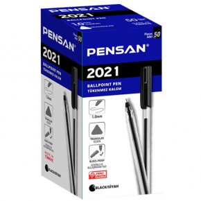Pensan Tükenmez Kalem Üçgen Gövdeli Şeffaf Siyah 2021 (1 Adet)