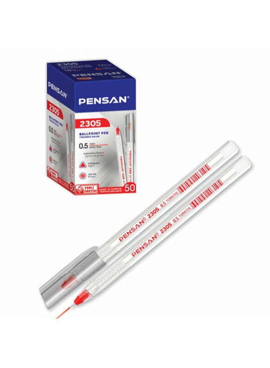 Pensan Tükenmez Kalem Üçgen Kırmızı 0,5 MM 2305 (1 Adet)