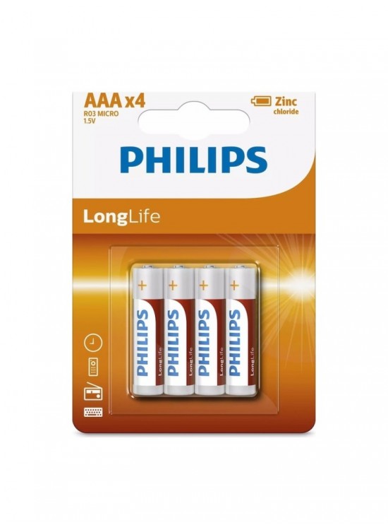 Philips Longlife İnce Kalem Pil AAA 4 Lü Ph-r03l4b/10