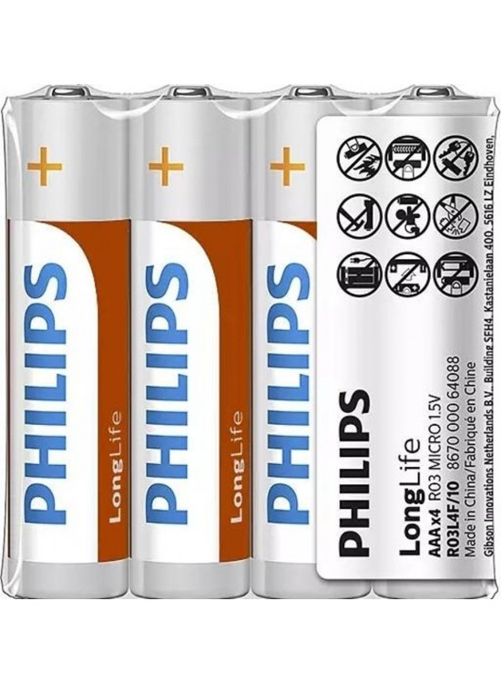 Philips Longlife İnce Kalem Pil AAA 4 Lü Ph-r03l4f/10