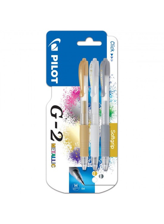 Pilot Roller Kalem Jel Mürekkepli 0.7 MM 3 Lü Metalik G2