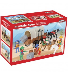 Pilsan Oyuncak Mini Mekanik Serisi: 2 Kovboy Arabası 04003