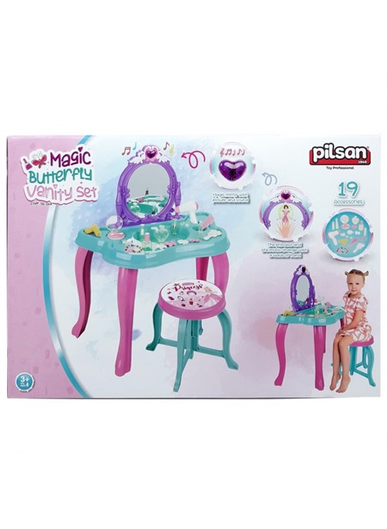Pilsan Oyuncak Müzikli Sihirli Kelebek Makyaj Masası 19 Aksesuar Pembe-Mor 3+ 06048 Pilsan Oyuncak Müzikli Sihirli Kelebek Makyaj Masası 19 Aksesuar Pembe-Mor 3+ 06048
