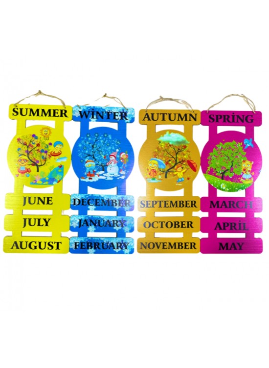 Piramit Ahşap Mevsimler Panosu 4 Lü Set