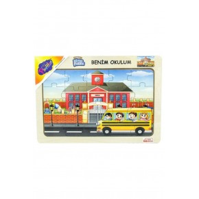 Play Wood Ahşap Eğitici Puzzle Benim Okulum ONY-101