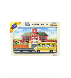 Play Wood Ahşap Eğitici Puzzle Benim Okulum ONY-101
