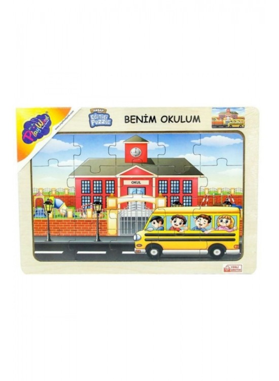 Play Wood Ahşap Eğitici Puzzle Benim Okulum ONY-101