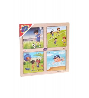 Play Wood Ahşap Eğitici Puzzle Gezegen/Denizaltı/Spor/Hav