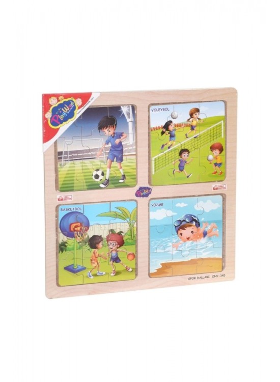 Play Wood Ahşap Eğitici Puzzle Gezegen/Denizaltı/Spor/Hav