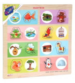 Play Wood Ahşap Tutmalı Eşleştirme Hayvan Yaş ONY-363/364