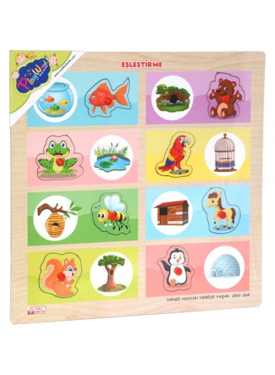 Play Wood Ahşap Tutmalı Eşleştirme Hayvan Yaş ONY-363/364