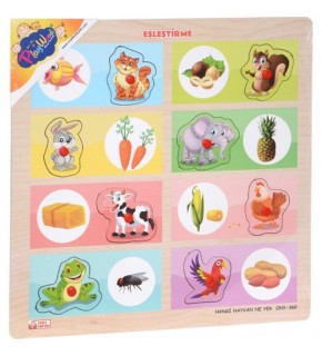 Play Wood Ahşap Tutmalı Eşleştirme Hayvan Yer ONY-360/361