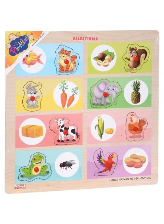 Play Wood Ahşap Tutmalı Eşleştirme Hayvan Yer ONY-360/361