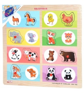 Play Wood Ahşap Tutmalı Eşleştirme Hayvanlar ONY-366/367