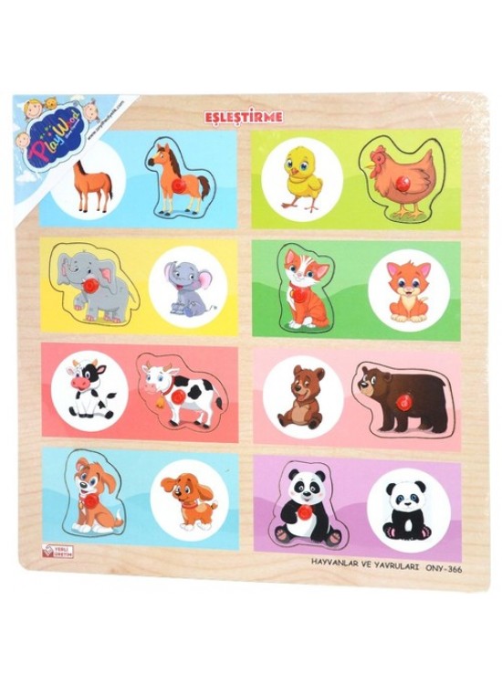Play Wood Ahşap Tutmalı Eşleştirme Hayvanlar ONY-366/367