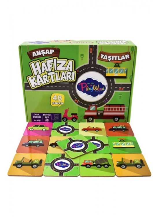 Play Wood Ahşap Tutmalı Hafıza Kartları Taşıtlar ONY-08
