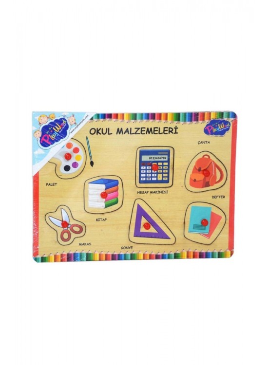 Play Wood Ahşap Tutmalı Okul Malzemeleri ONY-196/197