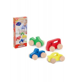 Play Wood Kutuda 4 Asorti Ahşap Yarış Arabaları Ony-380
