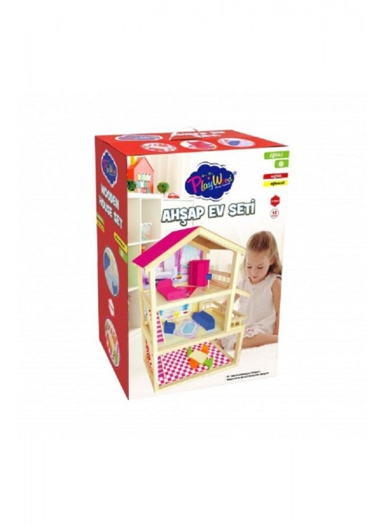 Play Wood Kutuda Ahşap Ev Seti