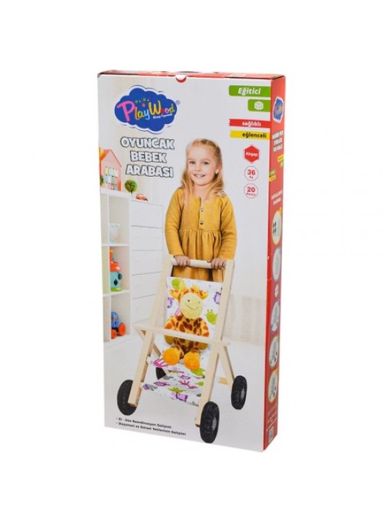 Play Wood Kutuda Ahşap Oyuncak Bebek Arabası ONY-386