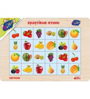Playwood Ahşap Eğitici 4 Çeşit Eşleştirme Karışık Meyve