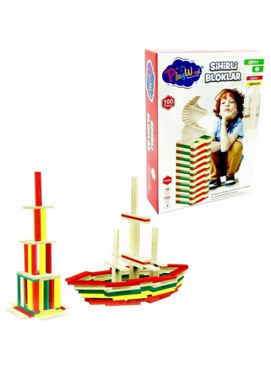 Playwood Kutuda Ahşap 100 Parça Sihirli Blokl Ony-358