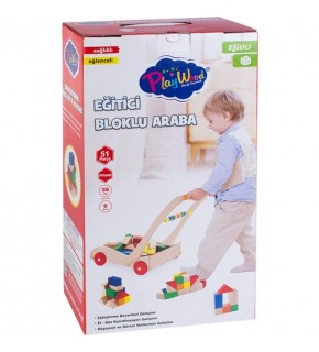 Playwood Kutuda Ahşap Eğitici Bloklu Araba Ony-373