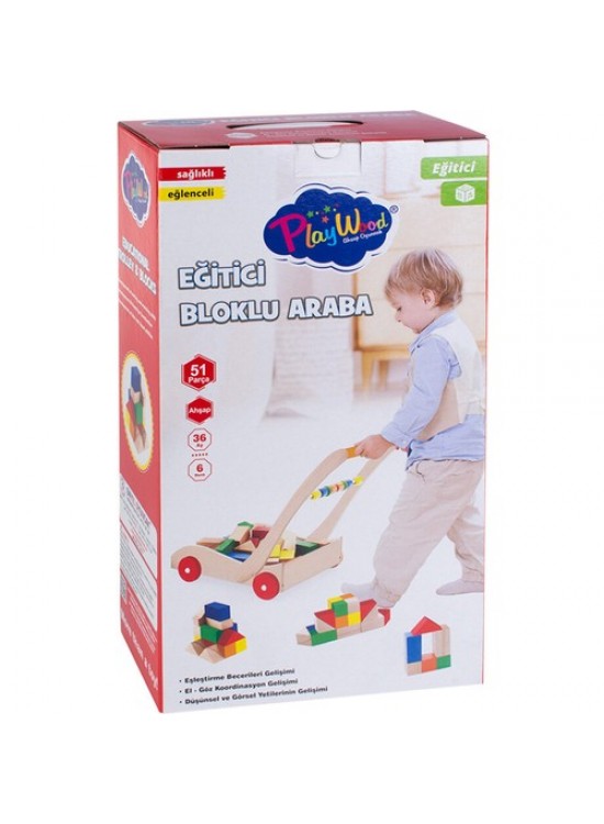 Playwood Kutuda Ahşap Eğitici Bloklu Araba Ony-373