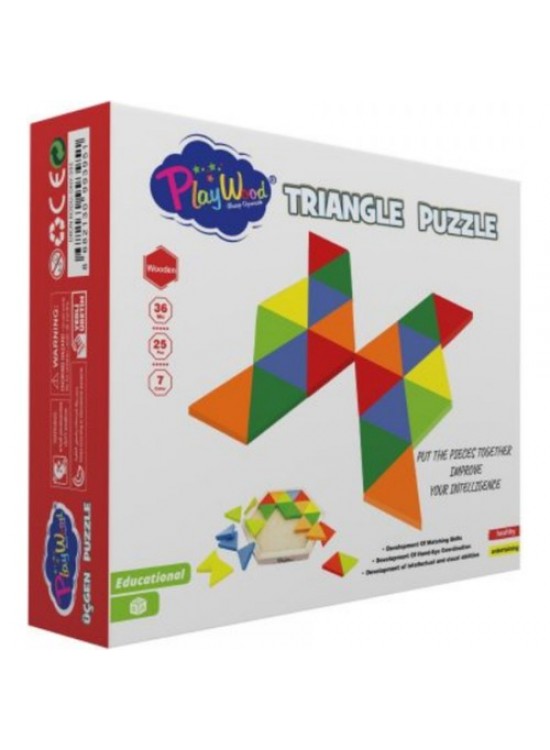 Playwood Kutuda Ahşap Üçgen Puzzle 24 Parça ONY-395