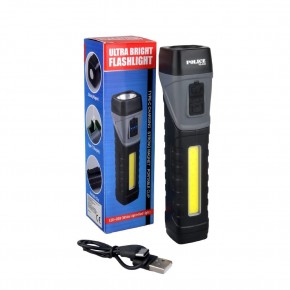 Polıce PS-343 Magnetli, 90 Derece Oynar Başlık, Kırmızı İkaz Işıklı Şarjlı  El Feneri