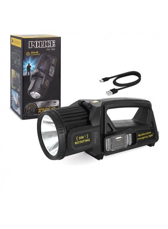 Polıce PS-384  Güneş Enerjili, Enerji Göstergeli, Telefon Şarj Etme Özellikli  Spot Fener