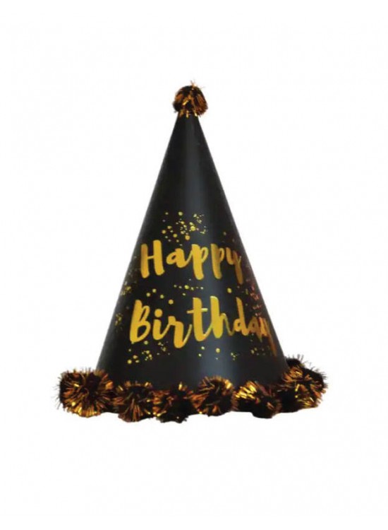 Ponponlu Şapka Happy Birthday Baskıl Mini 17cm