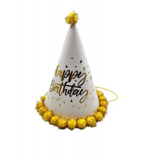 Ponponlu Şapka Happy Birthday Baskıl Mini 25cm