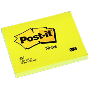 Post-it Yapışkanlı Not Kağıdı 100 Yaprak 76x102 Sarı 657 (1 Adet)