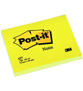 Post-it Yapışkanlı Not Kağıdı 100 Yaprak 76x102 Sarı 657 (1 Adet)