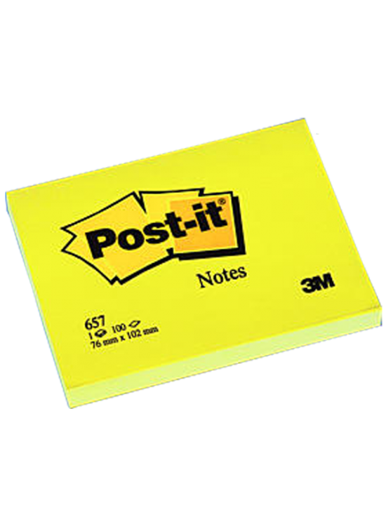 Post-it Yapışkanlı Not Kağıdı 100 Yaprak 76x102 Sarı 657 (1 Adet)