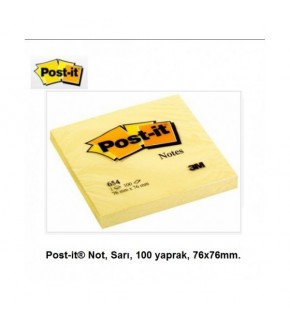 Post-it Yapışkanlı Not Kağıdı 100 YP 76x76 Sarı 654