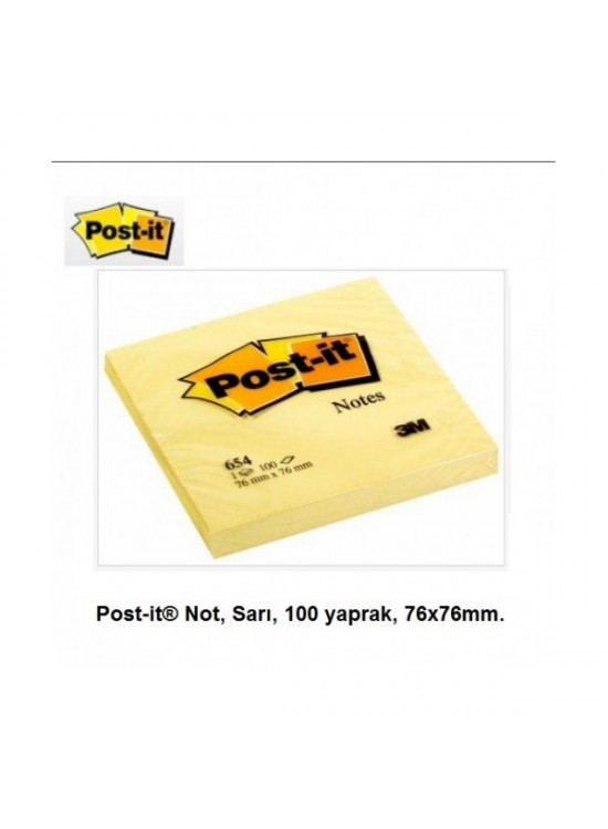 Post-it Yapışkanlı Not Kağıdı 100 YP 76x76 Sarı 654