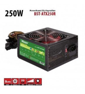 PowerBoost BST-ATX250R 250w, PPFC 12cm Kırmızı Fanlı ATX PSU (Retail Box)