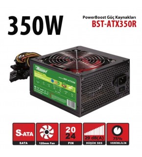 PowerBoost BST-ATX350R 350w, PPFC 12cm Kırmızı Fanlı ATX PSU (Retail Box)
