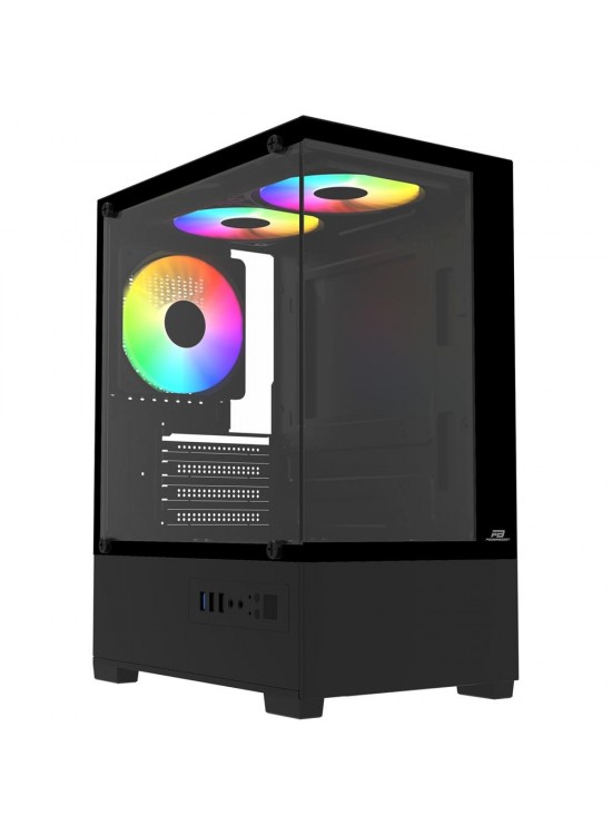 PowerBoost PB-M5001B 500w 3-12cm Rainbow Fanlı USB 3.0 Seaview M-ATX Gaming Siyah Kasa