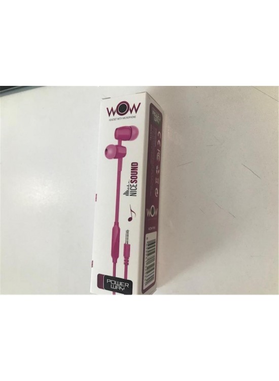 Powerway WOW Pink Kulak İçi Mikrofonlu Ses Kontrolli Kulaklık