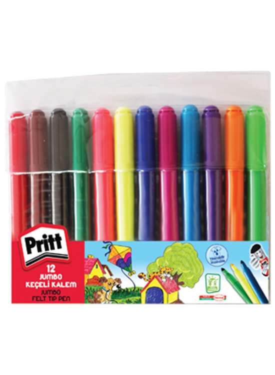Pritt Keçeli Boya Kalemi Jumbo Yuvarlak Uç 12 Renk 1687975 Pritt Keçeli Boya Kalemi Jumbo Yuvarlak Uç 12 Renk 1687975