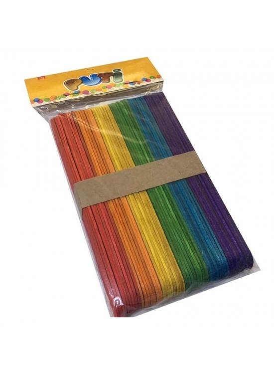 Puti Ahşap Büyük Dil Çubuğu Renkli 50 Lİ 4605