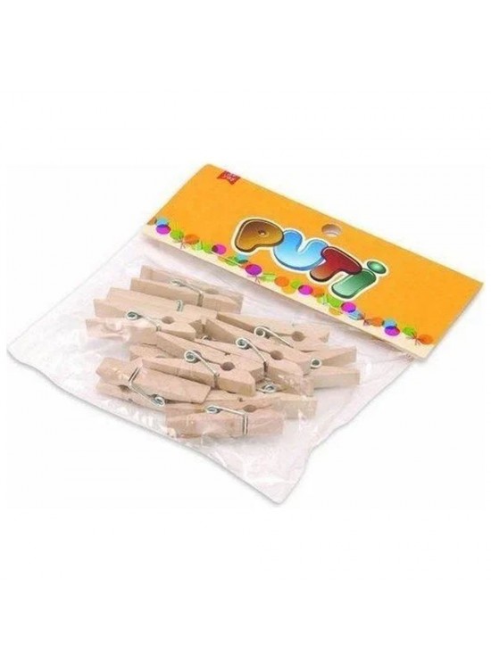 Puti Ahşap Büyük Mandal Natural 12 Lİ 8795