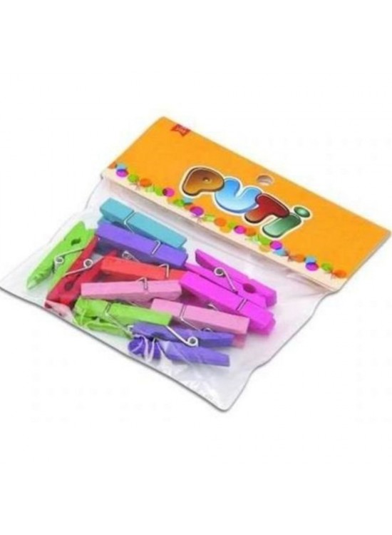 Puti Ahşap Küçük Mandal Renkli 24 Lü 4667