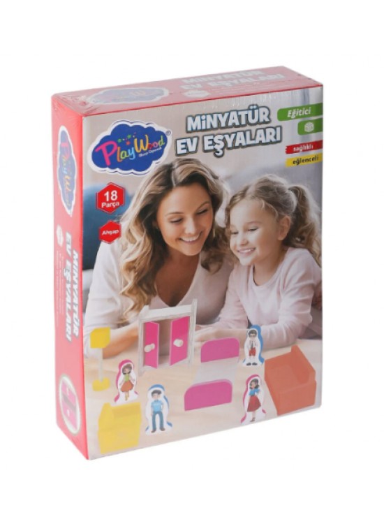 Pw Kutuda Ahşap Minyatür Ev Eşyaları Seti ONY-407